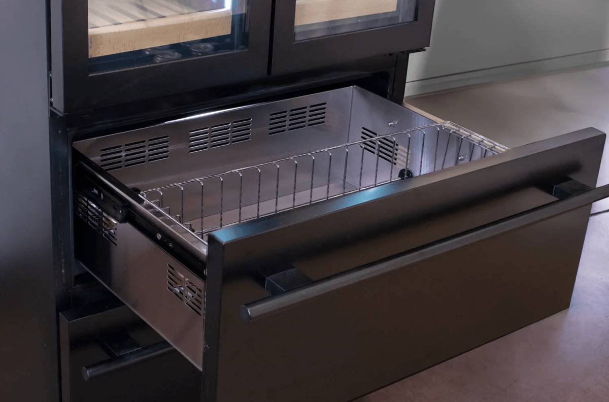 Allavino 100 Bottle Black French Doors Dual Zone Wine Refrigerator with Two Refrigerated Drawers - Allavino - Buy at Wine Coolers Online