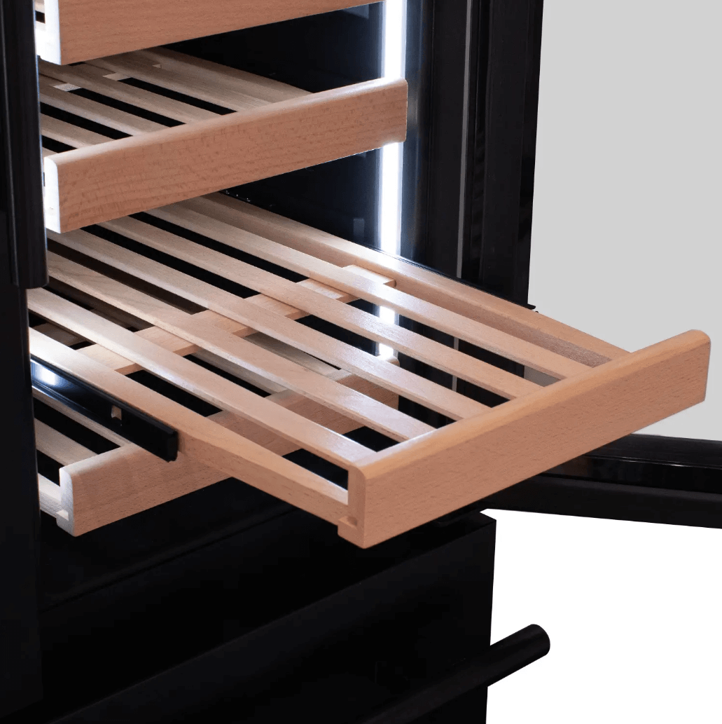 Allavino 100 Bottle Black French Doors Dual Zone Wine Refrigerator with Two Refrigerated Drawers - Allavino - Buy at Wine Coolers Online