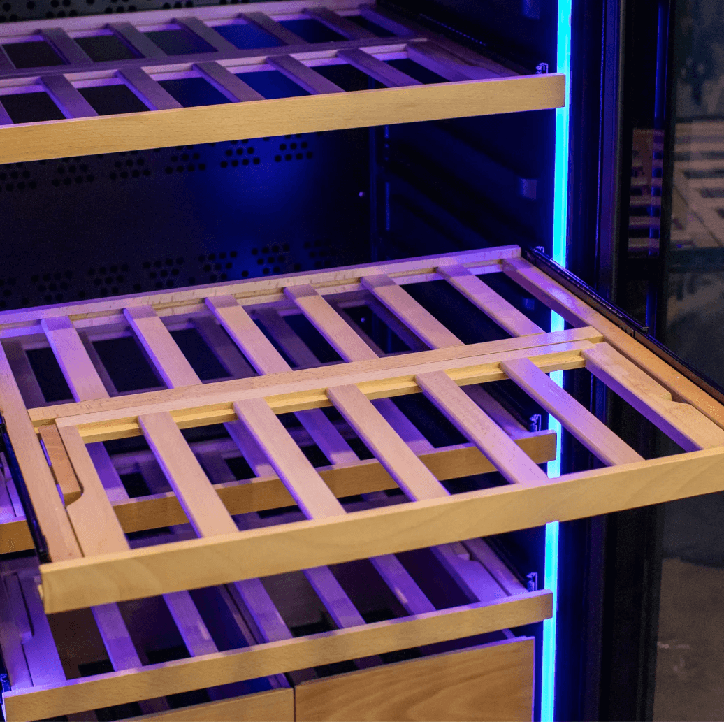 Allavino 248 Bottle Single Zone Freestanding Wine Refrigerator with Display Shelving and Black Glass Door - Allavino - Buy at Wine Coolers Online