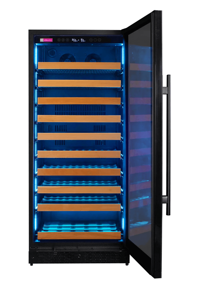 Allavino Reserva Series 119 Bottle 55" Tall Single Zone Black Glass Wine Refrigerator VSW11955S - 1BR - Allavino - Buy at Wine Coolers Online