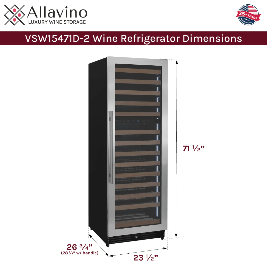 Allavino Reserva Series 154 Bottle Dual Zone Built - in Wine Refrigerator with Stainless Steel Door VSW15471D - 2S - Allavino - Buy at Wine Coolers Online