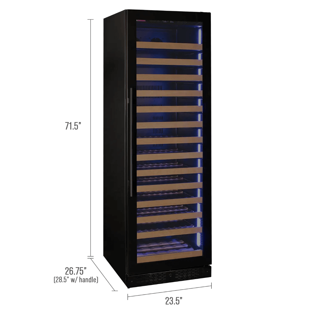 Allavino Reserva Series 163 Bottle 71" Tall Single Zone Black Glass Door Wine Cooler Refrigerator VSW16371S - 1BGL - Allavino - Buy at Wine Coolers Online