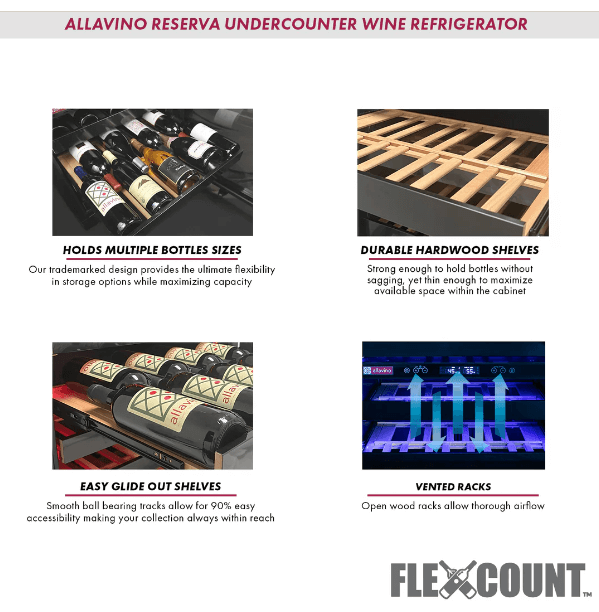 Allavino Reserva Series 50 Bottle Dual Zone Built - in Wine Cooler Refrigerator with Black Stainless Steel Door BDW5034D - 2BSR - Allavino - Buy at Wine Coolers Online