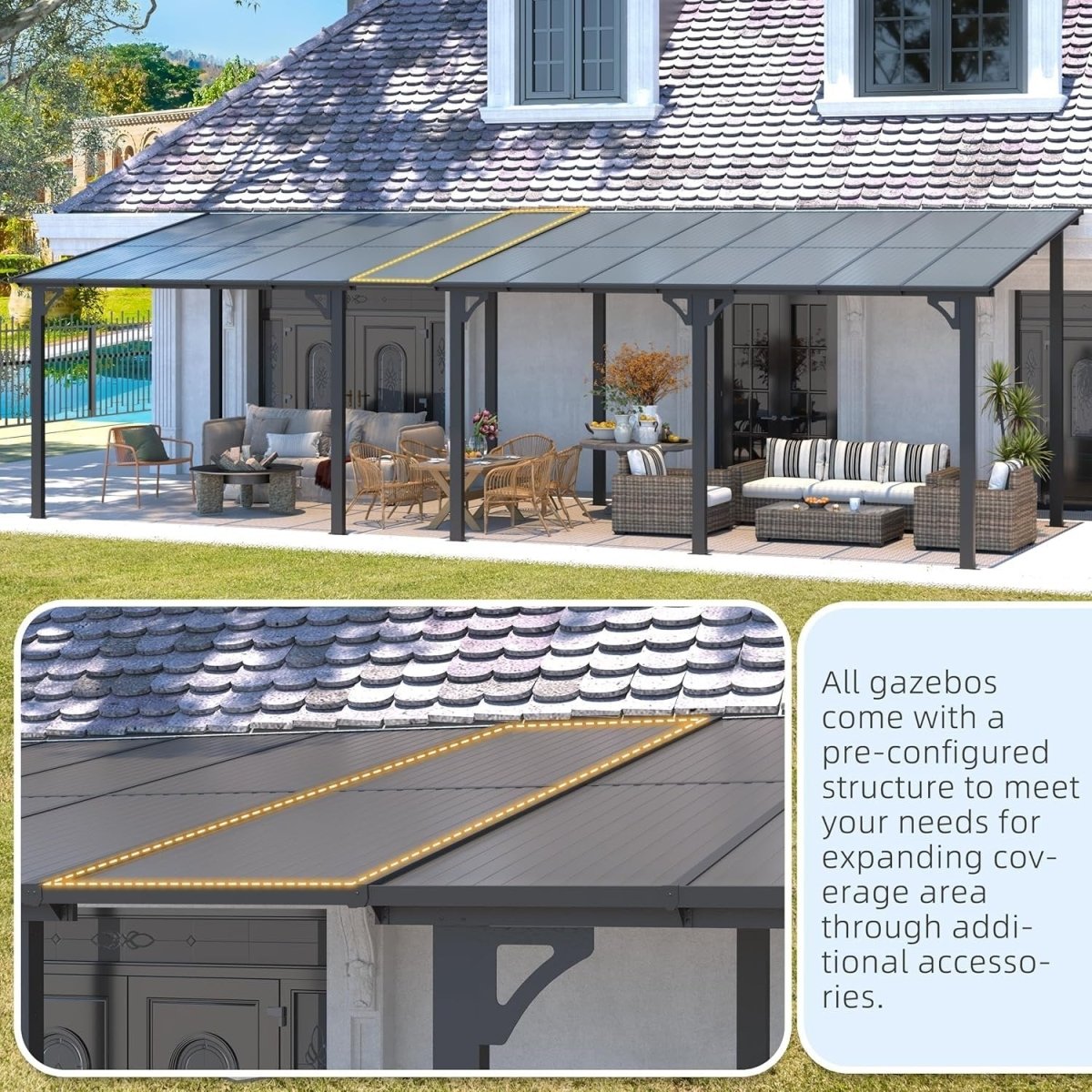 Aecojoy 14×12 ft Aluminum Pergola with Canopy - Ezonesglobal - Buy at Wine Coolers Online