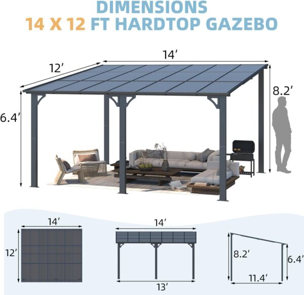 Aecojoy 14×12 ft Aluminum Pergola with Canopy - Ezonesglobal - Buy at Wine Coolers Online