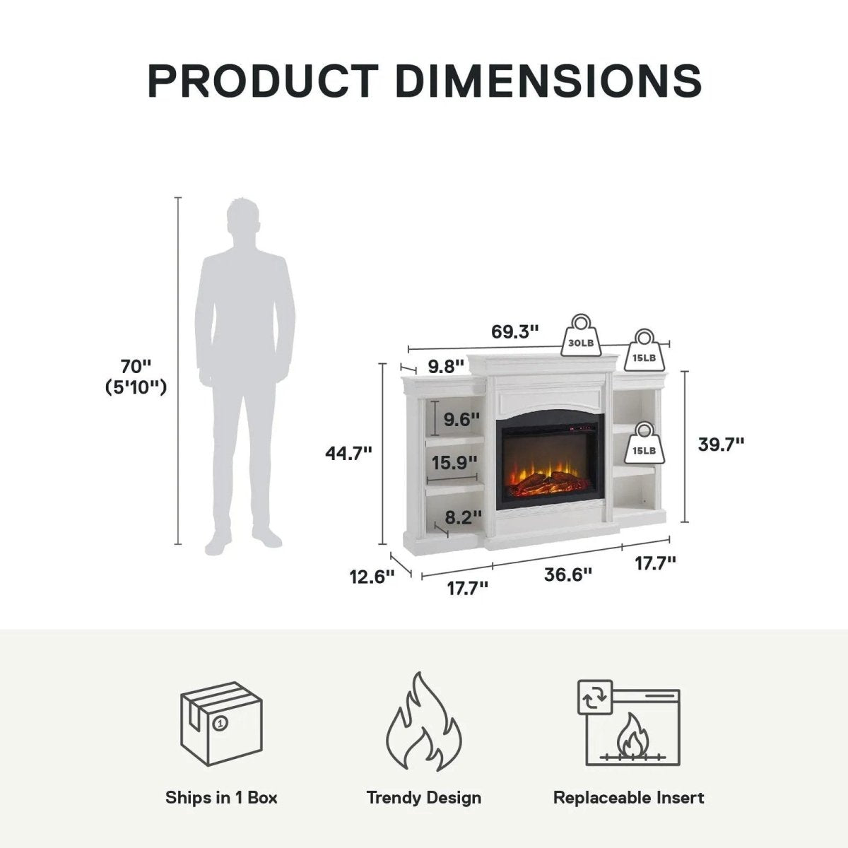 Ameriwood Home Lamont Mantel Fireplace - Ezonesglobal - Buy at Wine Coolers Online