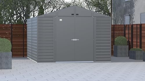 Arrow Select 10′ x 12′ Outdoor Lockable Steel Storage Shed Building, Charcoal - Ezonesglobal - Buy at Wine Coolers Online