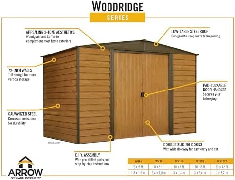 Arrow WR1012 Woodridge EG Steel Storage Shed, 10 by 12 - Feet - Ezonesglobal - Buy at Wine Coolers Online