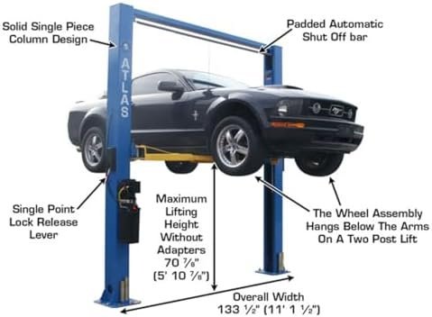 ATLAS Automotive Equipment 9OHSC - SS 2 - Post Vehicle Overhead Lift, 11’9” Minimum Ceiling Height, 9,000lb Capacity, Clear Floor, 11’10” Height, 3 - Stage Front and 2 - Stage Rear Arms, for DIY/Hobbyists - Ezonesglobal - Buy at Wine Coolers Online