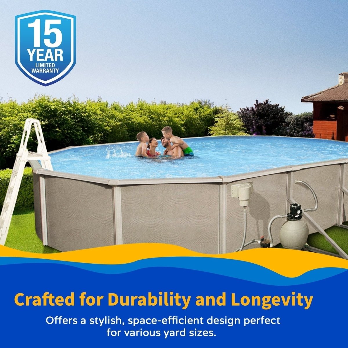 Belize 12 - ft x 24 - ft Oval 52 - in Deep 6 - in Top Rail Metal Wall Swimming Pool Package - Ezonesglobal - Buy at Wine Coolers Online