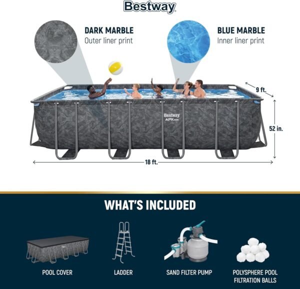 Bestway APX 365 18′ x 9′ x 52″ Rectangular Above Ground Swimming Pool - Ezonesglobal - Buy at Wine Coolers Online