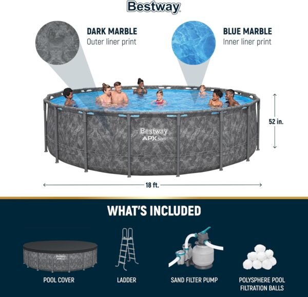 Bestway APX 365 18’x52″ Round Above Ground Swimming Pool Set with Pump & Ladder - Ezonesglobal - Buy at Wine Coolers Online