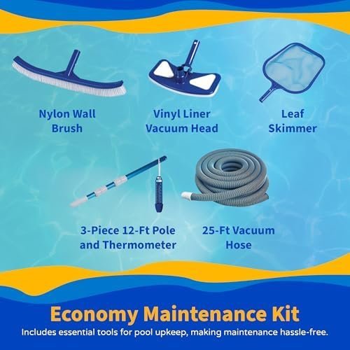 Blue Wave Belize 15 - Feet Round 52 - Inch Deep 6 - Inch Top Rail Metal Wall Swimming Pool Package - Ezonesglobal - Buy at Wine Coolers Online