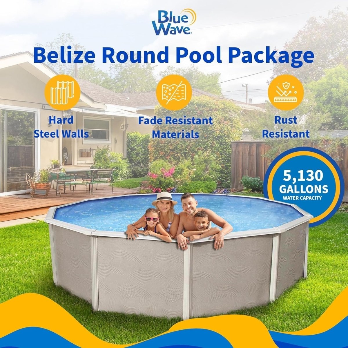 Blue Wave Belize 15′ Round Above Ground Pool - Ezonesglobal - Buy at Wine Coolers Online