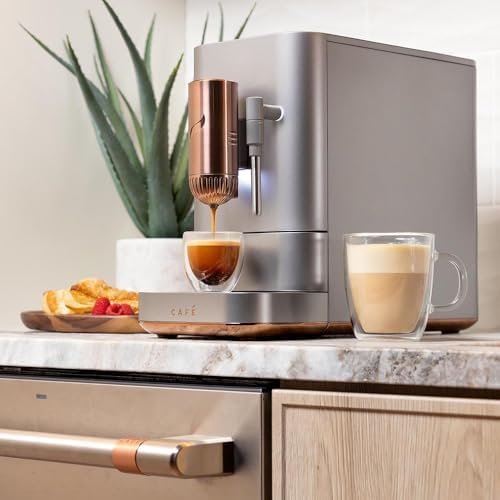 Café Affetto Automatic Espresso Machine + Milk Frother | Built - In & Adjustable Espresso Bean Grinder | One - Touch Brew in 90 Seconds | Steel Silver, 1.2 Liter, (C7CEBBS2RS3) - Ezonesglobal - Buy at Wine Coolers Online