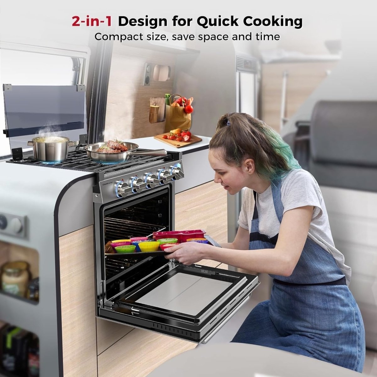 Camplux 21 Inches RV Stove Gas Range Oven 3 Burners Cooktop - Ezonesglobal - Buy at Wine Coolers Online