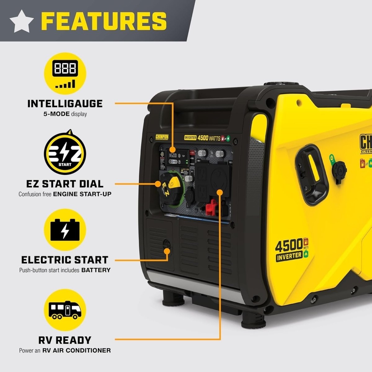 Champion 4,500 - Watt Portable Dual Fuel Inverter Generator 200991 - Ezonesglobal - Buy at Wine Coolers Online