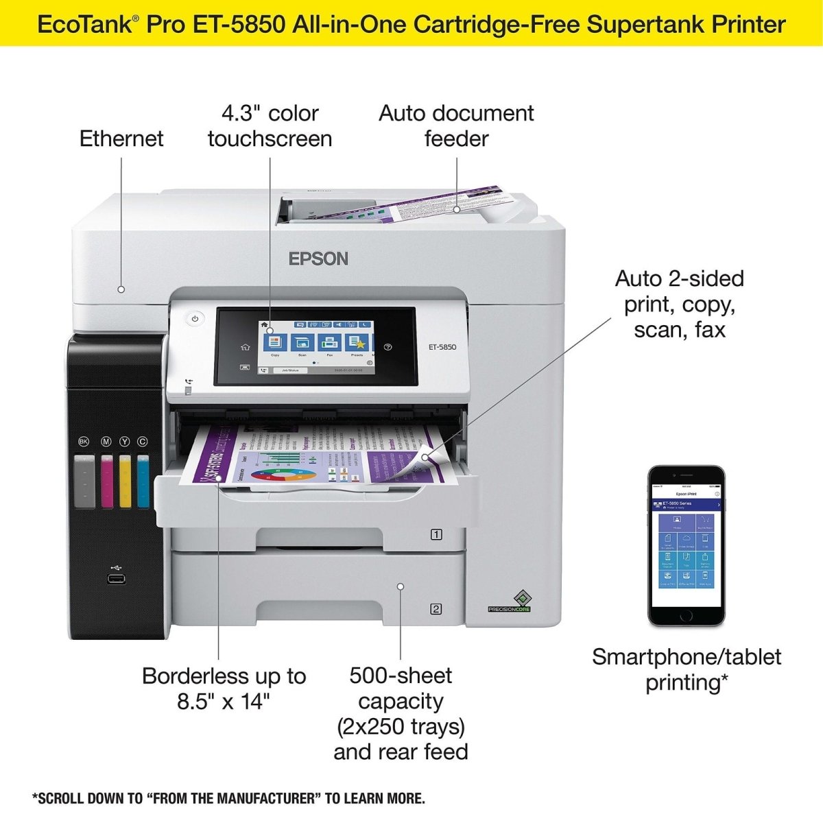 Epson EcoTank Pro ET - 5850 Color Laser - Ezonesglobal - Buy at Wine Coolers Online