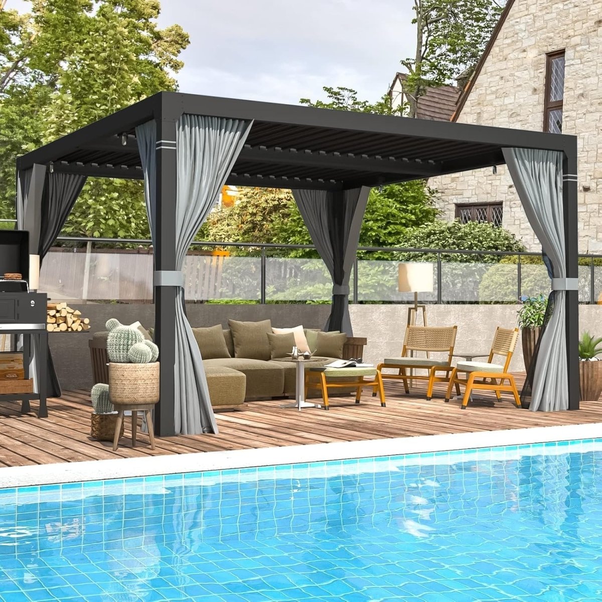EROMMY 10 ft. W x 10 ft. D Outdoor Louvered Pergola - Ezonesglobal - Buy at Wine Coolers Online