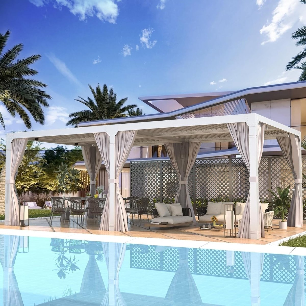 EROMMY 12’x24′ Outdoor Louvered Pergola Gazebo - Ezonesglobal - Buy at Wine Coolers Online