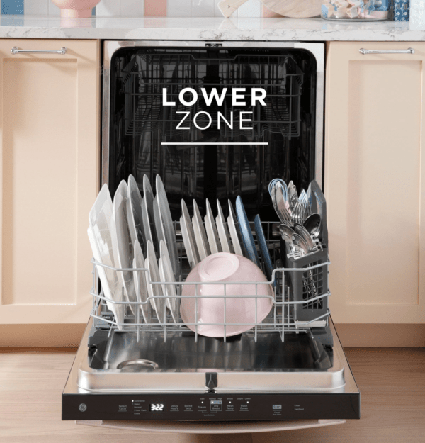 GE 24 in. Top Control Flush - Mount Dishwasher with 45 dBa Sound Level, 3rd - Rack & Dry Boost – Fingerprint Resistant Stainless - Ezonesglobal - Buy at Wine Coolers Online