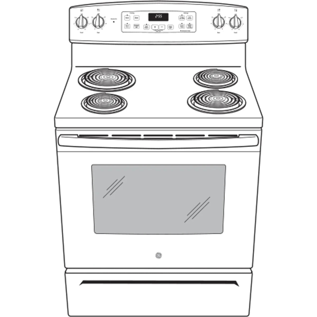 GE 30″ Freestanding Electric Range JB256DMBB - Ezonesglobal - Buy at Wine Coolers Online