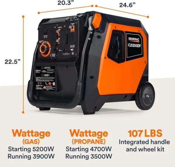 Generac iQ5200 DF 3900 Watt Electric Start Dual Fuel Inverter Generator - Ezonesglobal - Buy at Wine Coolers Online