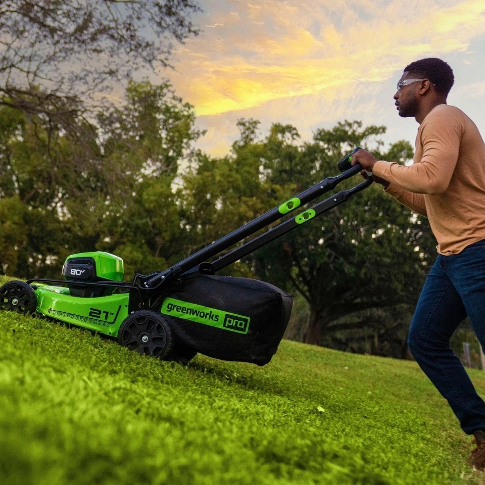 Greenworks 80V 21” Lawn Mower, 13” String Trimmer, and 730 Leaf Blower - Ezonesglobal - Buy at Wine Coolers Online