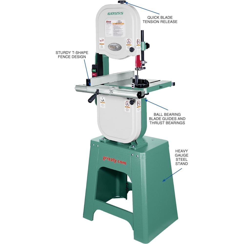 Grizzly G0555 14″ 1 HP Bandsaw - Ezonesglobal - Buy at Wine Coolers Online