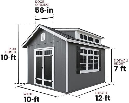 Handy Home Products Windemere 10×12 Do - it - Yourself Wooden Storage Shed with Floor, Beige - Ezonesglobal - Buy at Wine Coolers Online