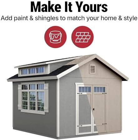 Handy Home Products Windemere 10×12 Do - it - Yourself Wooden Storage Shed with Floor, Beige - Ezonesglobal - Buy at Wine Coolers Online