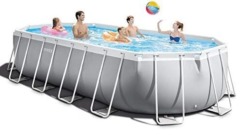 INTEX 26797EH Prism Frame Premium Oval Above Ground Swimming Pool Set: 20ft x 10ft x 48in – Includes 1500 GPH Cartridge Filter Pump – Removable Ladder – Pool Cover – Ground Cloth - Ezonesglobal - Buy at Wine Coolers Online