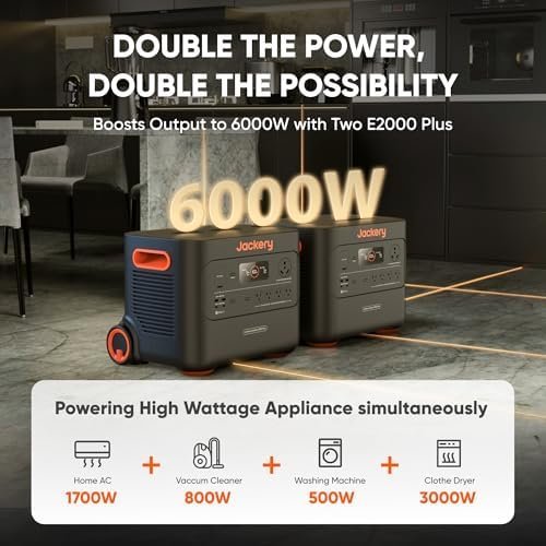 Jackery Solar Generator 4000 Kit, Explorer 2000 Plus and 1X PackPlus E2000 Plus Expandable Battery with 2X200W Solar Panel, 4085 Wh LiFePO4, 3000W Output for Outdoor RV Camping & Home Emergency - Ezonesglobal - Buy at Wine Coolers Online