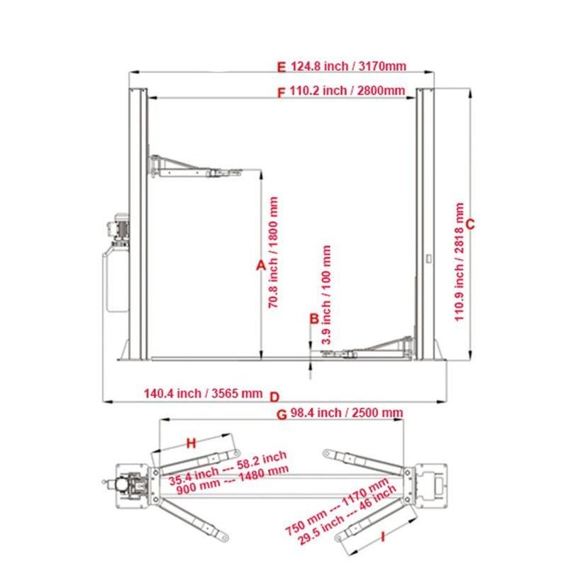 KATOOL KT - H105 Two Post Vehicle Lift 10,000 lbs Capacity - Ezonesglobal - Buy at Wine Coolers Online