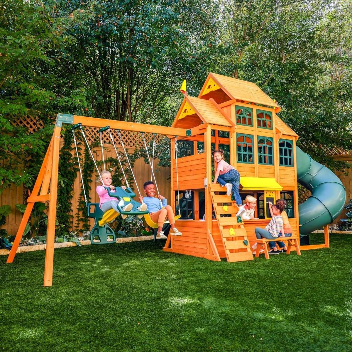 KidKraft Falcon Ridge Wooden Swing Set/Playset - Ezonesglobal - Buy at Wine Coolers Online