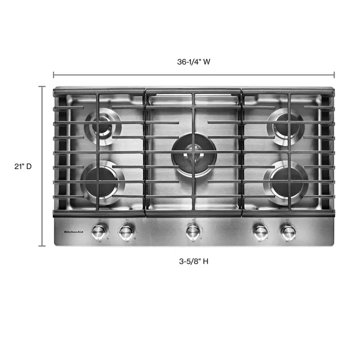 KitchenAid 36″ 5 - Burner Gas Cooktop - Ezonesglobal - Buy at Wine Coolers Online