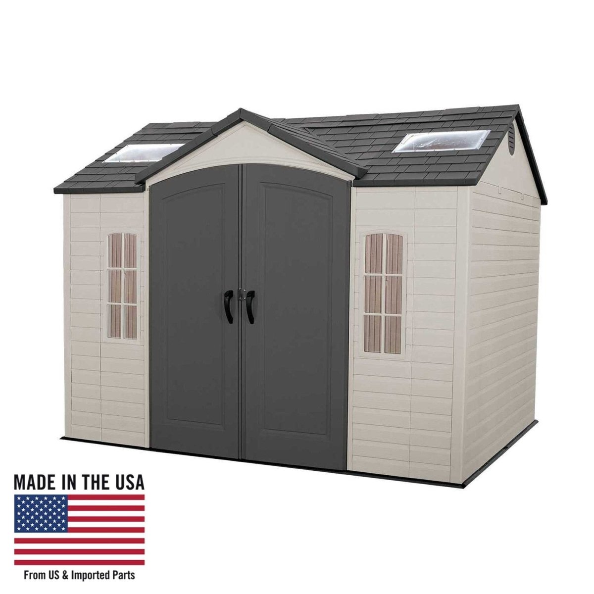 Lifetime Lockable Polyethylene Outdoor Storage Shed, 10′ x 8′, Tan & Brown (60005) - Ezonesglobal - Buy at Wine Coolers Online