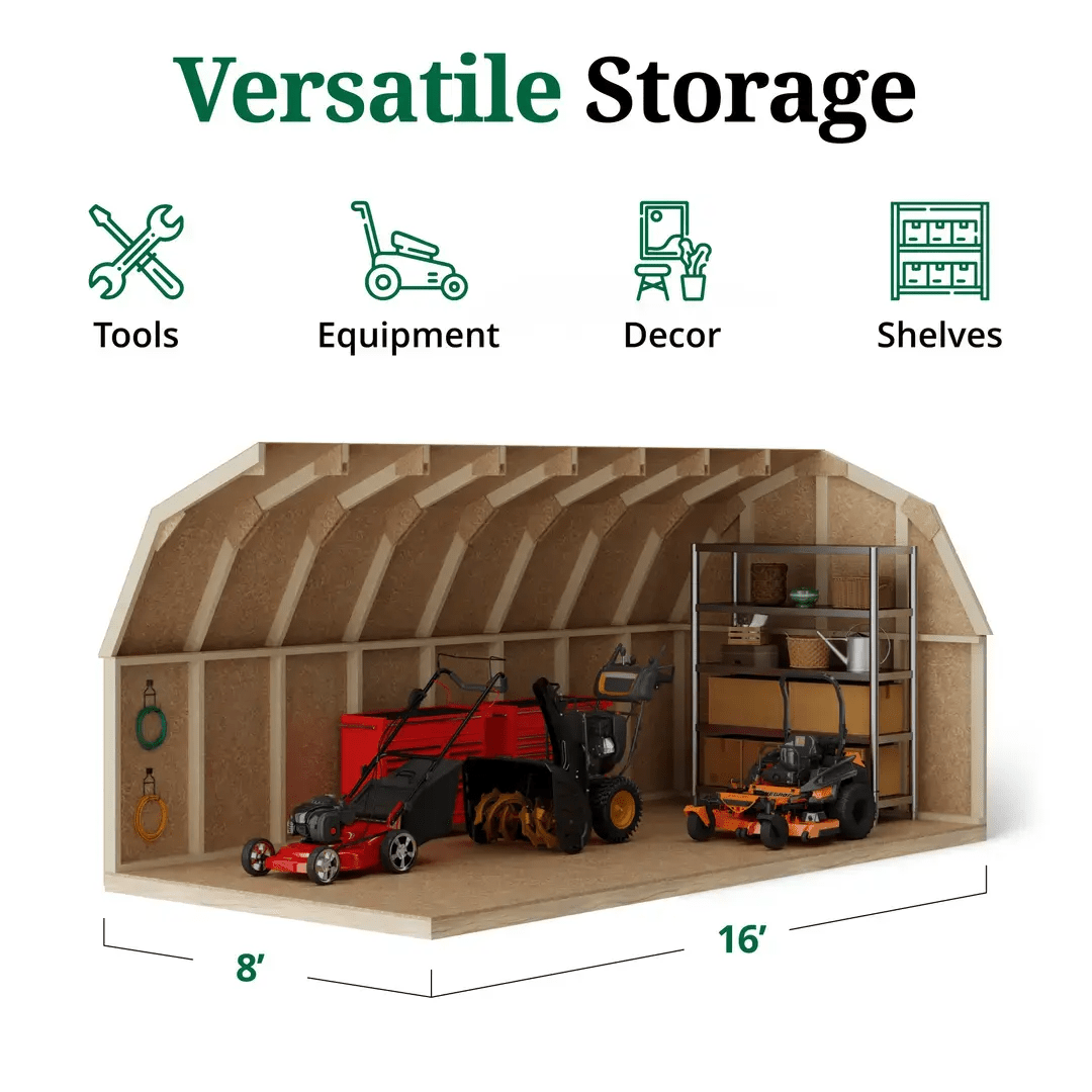 Little Cottage Co. 8 x 16 Foot Value Gambrel Barn with 4 Foot Sidewalls – Precut Kit - Ezonesglobal - Buy at Wine Coolers Online