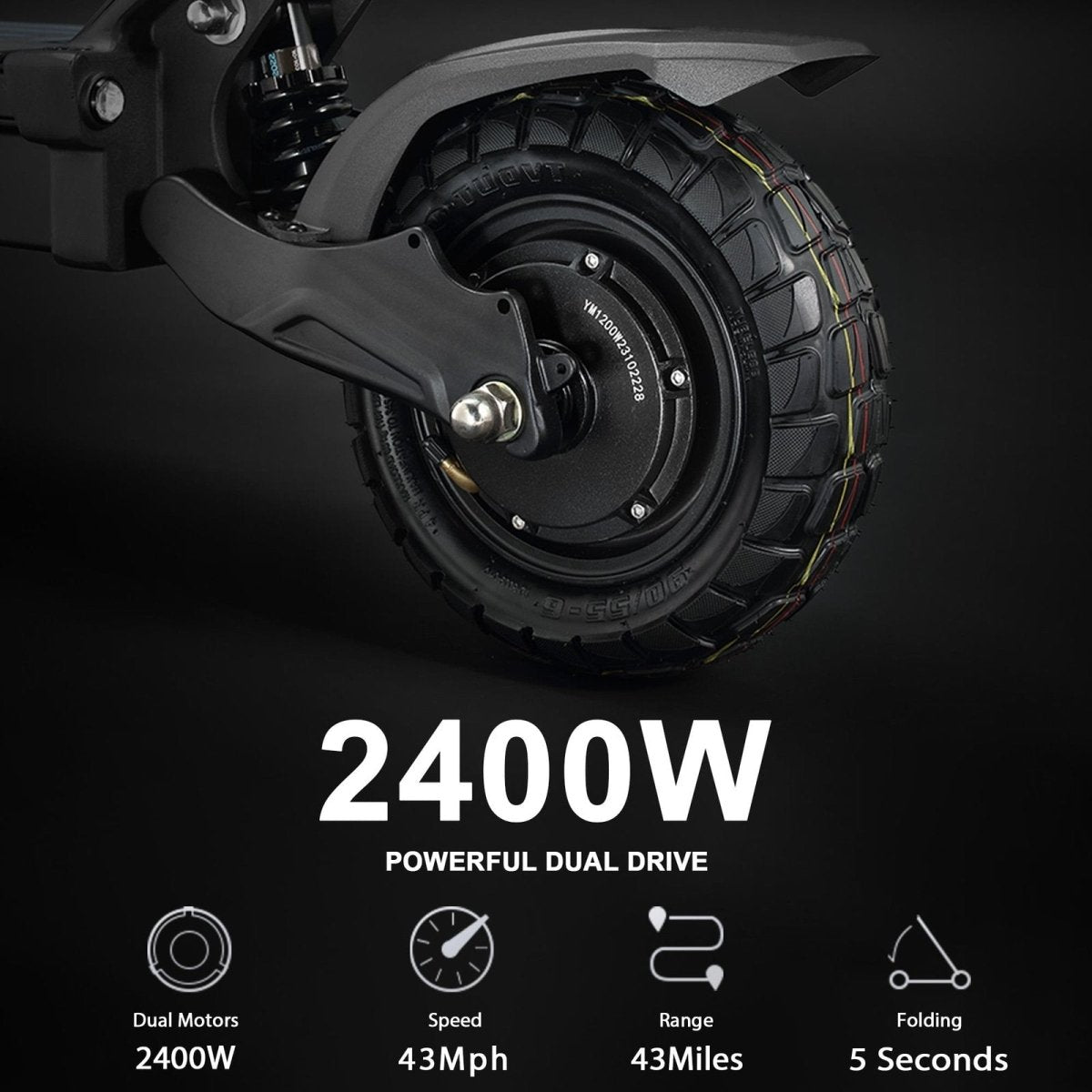 M YUME SCOOTER Hawk Dual Motor Electric Scooters for Adults 2400W 43MPH 43Miles Long Rang E - Scooter - Ezonesglobal - Buy at Wine Coolers Online