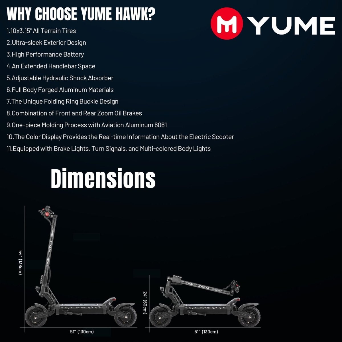 M YUME SCOOTER Hawk Dual Motor Electric Scooters for Adults 2400W 43MPH 43Miles Long Rang E - Scooter - Ezonesglobal - Buy at Wine Coolers Online