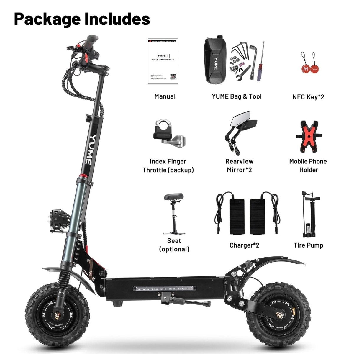 M YUME SCOOTER Y11+ Dual Motors 6000W 50 Miles Long Range and 50 mph Fastest Electric Scooter for Adults - Ezonesglobal - Buy at Wine Coolers Online