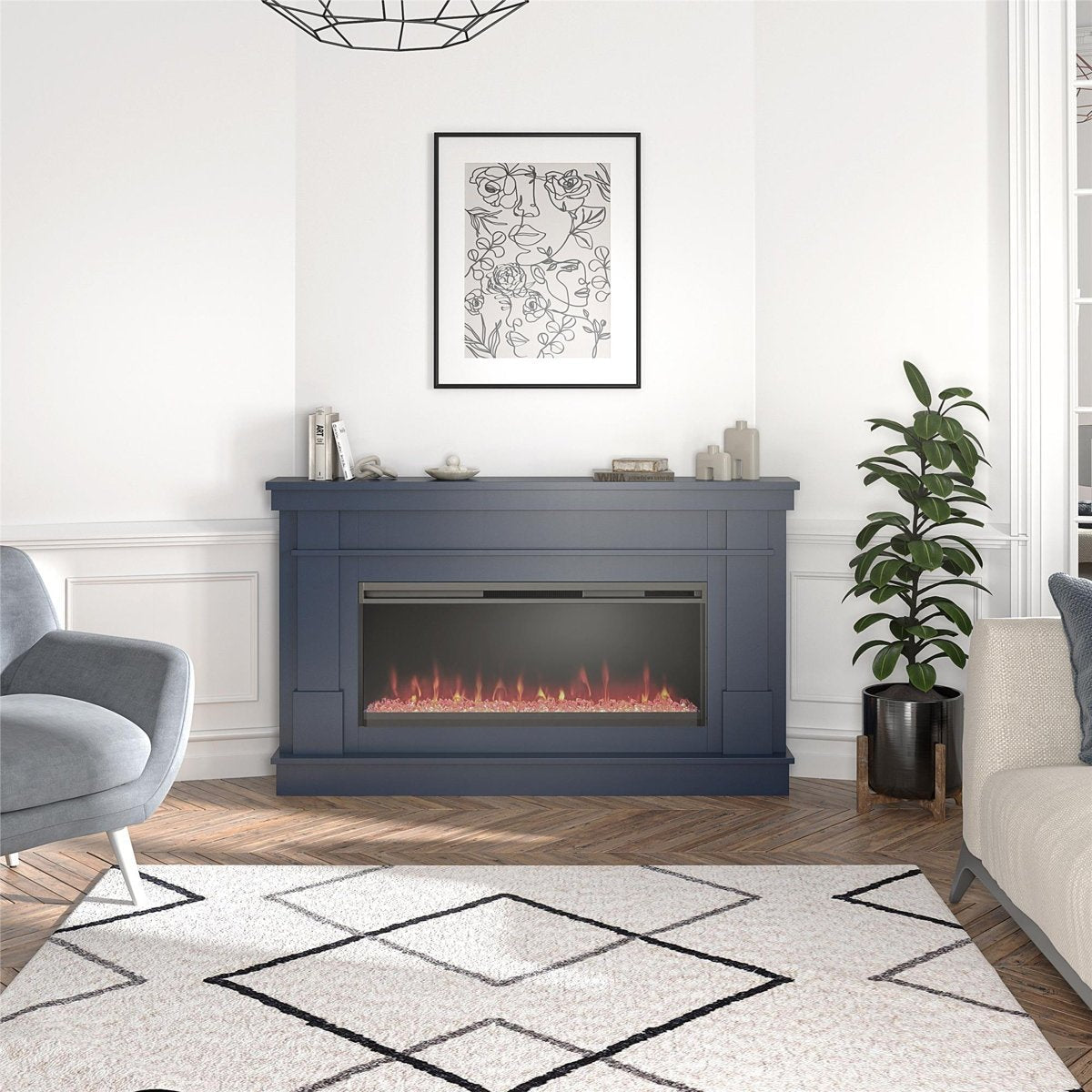 Novogratz Waverly Wide Mantel Electric Fireplace - Ezonesglobal - Buy at Wine Coolers Online