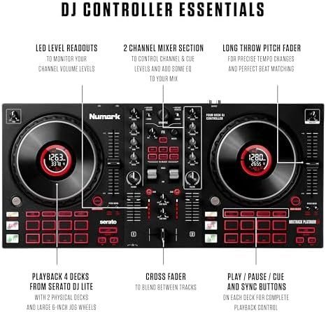 Numark Mixtrack Platinum FX Serato DJ Controller with Jog Wheel Displays, 4 Decks, Mixer, Effects Paddles and (Audio Interface) - Ezonesglobal - Buy at Wine Coolers Online