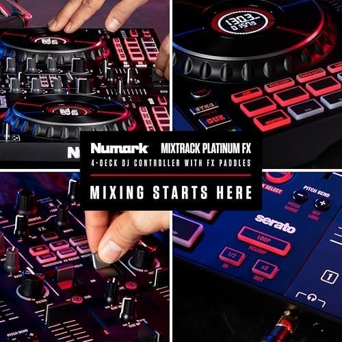 Numark Mixtrack Platinum FX Serato DJ Controller with Jog Wheel Displays, 4 Decks, Mixer, Effects Paddles and (Audio Interface) - Ezonesglobal - Buy at Wine Coolers Online