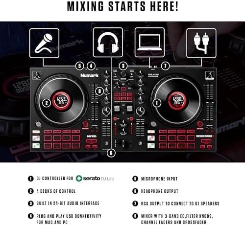 Numark Mixtrack Platinum FX Serato DJ Controller with Jog Wheel Displays, 4 Decks, Mixer, Effects Paddles and (Audio Interface) - Ezonesglobal - Buy at Wine Coolers Online