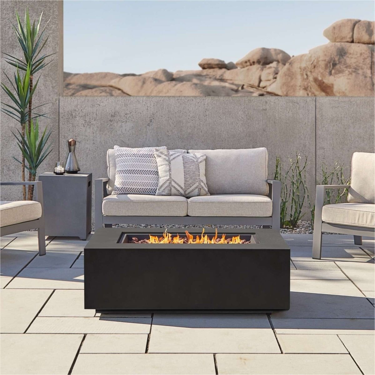 Real Flame Aegean 42″ Rectangle Propane Gas Outdoor Fire Table - Ezonesglobal - Buy at Wine Coolers Online