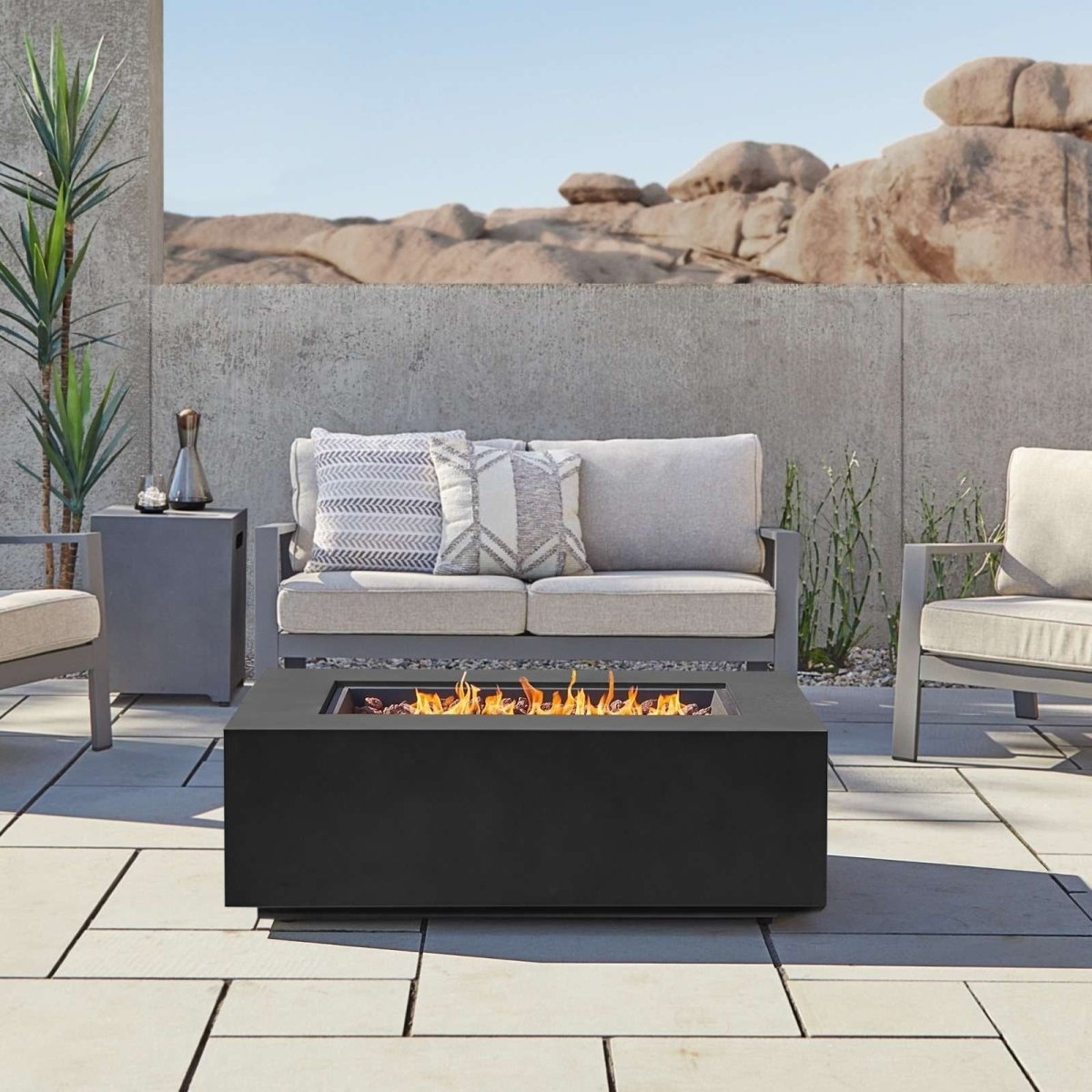 Real Flame Aegean 50″ Rectangle Propane Gas Outdoor Fire Table - Ezonesglobal - Buy at Wine Coolers Online
