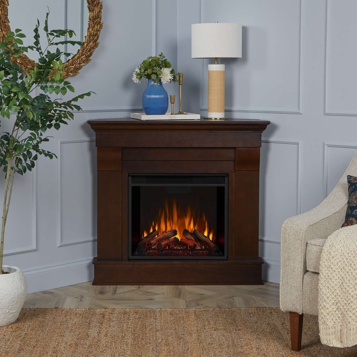 Real Flame Chateau Corner Electric Fireplace - Ezonesglobal - Buy at Wine Coolers Online