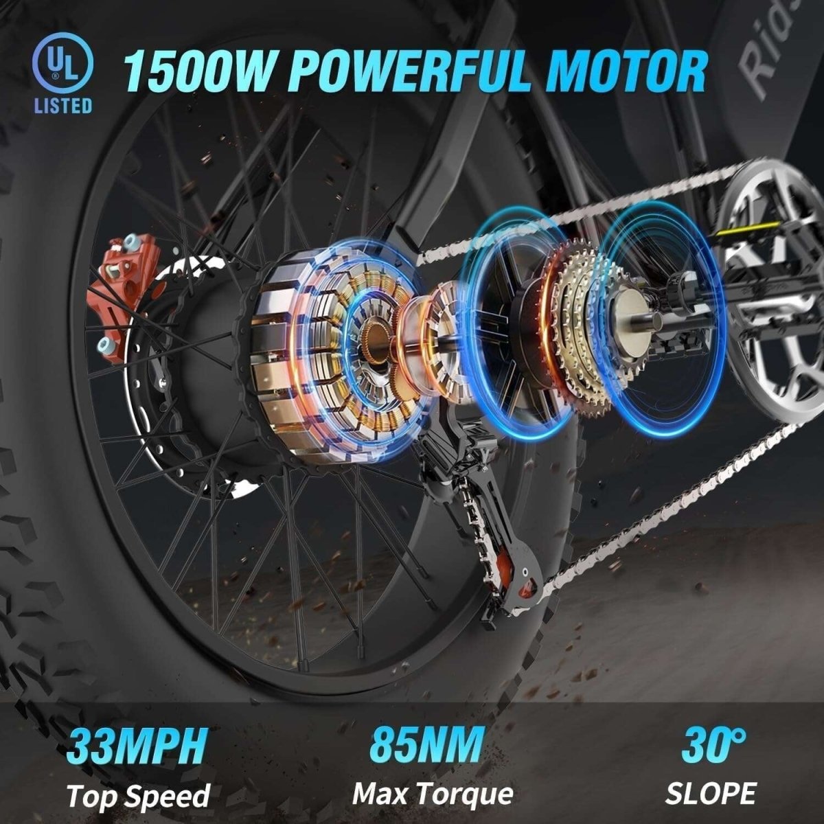 Ridstar Electric Bike for Adults 1500w 33mph,48v 20ah Electric Bicycle,20″ Fat Tire,7 - Speed Mountain Bike Ul2849 - Ezonesglobal - Buy at Wine Coolers Online