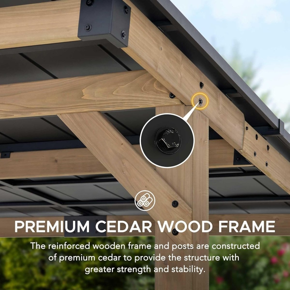 SUNJOY 10 ft. x 12 ft. Matte Black Cedar Framed Wooden Gazebo - Ezonesglobal - Buy at Wine Coolers Online
